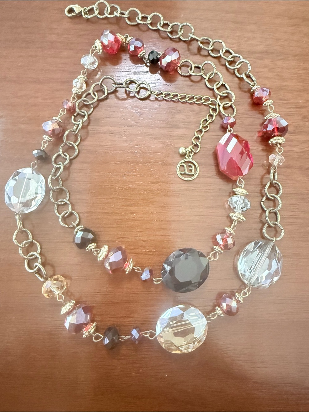 Boutique Multi-Bead Statement Necklace - Red, Black and Clear Beads